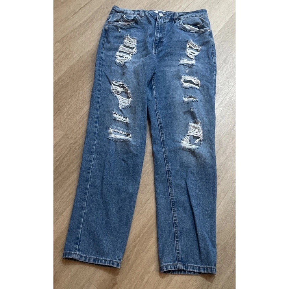 REFUGE Denim Jeans Women's Size 11 Mom Straight Stretch Distressed